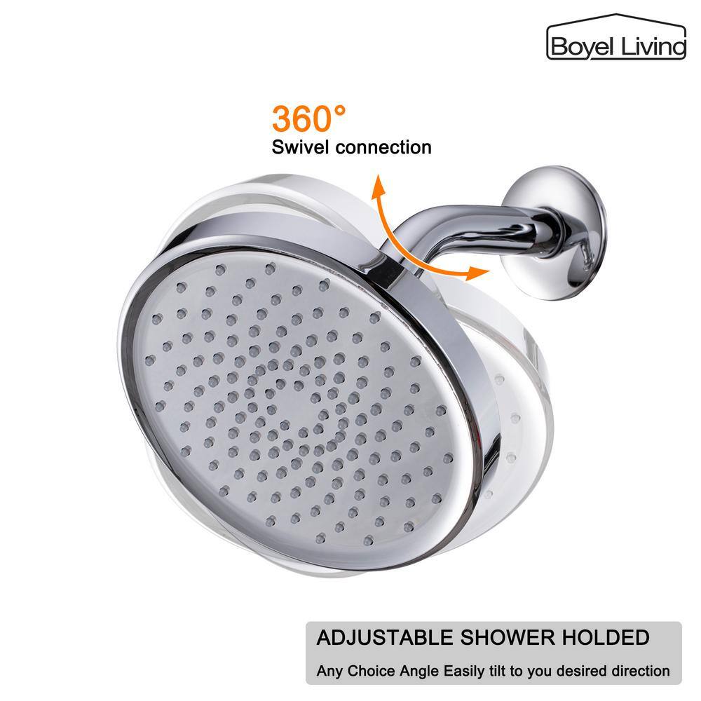 Boyel Living 1-Spray Pattern 6 in. Wall Mount Fixed Shower Head with 2.5 GPM and Shower Arm in Chrome TWSHA991-6CH