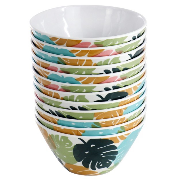 Gibson Home Tropical Sway 12 Piece 6 Inch Melamine Bowl Set In Multi Color Leaf