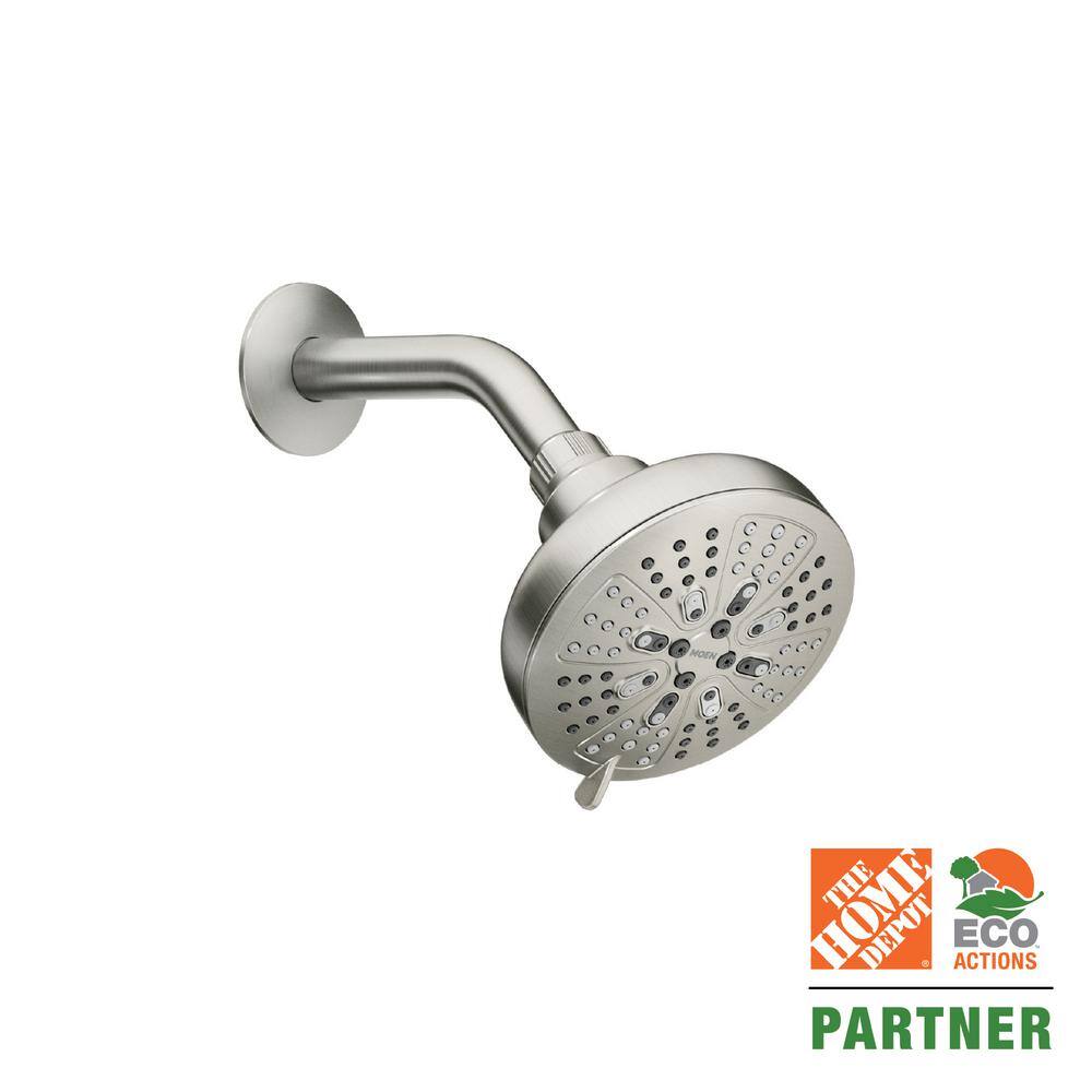 MOEN HydroEnergetix 8-Spray Patterns with 1.75 GPM 4.75 in. Single Wall Mount Fixed Shower Head in Spot Resist Brushed Nickel 200W0SRN