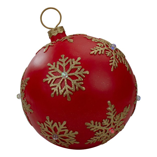 Led Lighted Large Red Christmas Ball Ornament Tabletop Decoration