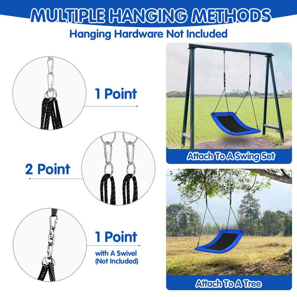 Gymax 700 lbs. Giant 60 in. Skycurve Platform Tree Swing for Kids Muti-person and Adults Blue GYM08935