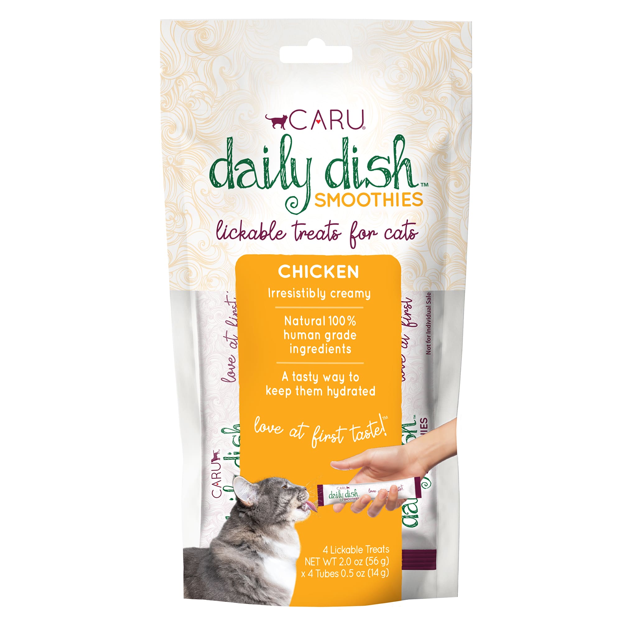 CARU Daily Dish Smoothie Chicken Lickable Cat Treats， 0.5 oz.， Count of 4