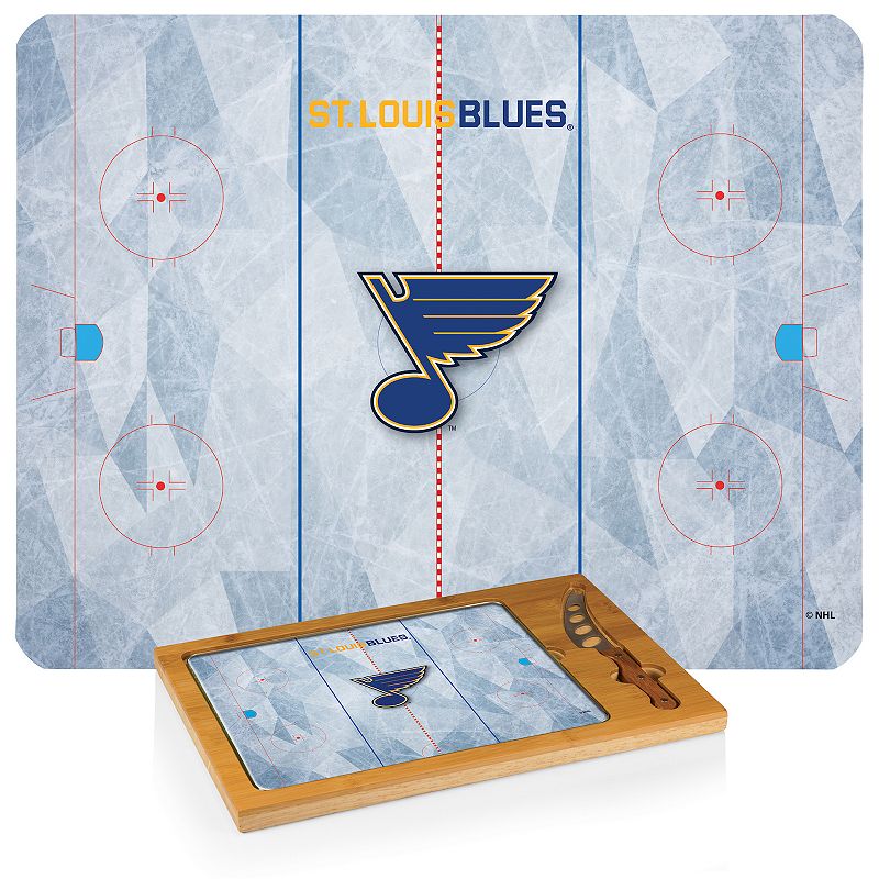 Picnic Time St. Louis Blues Icon Glass Top Cutting Board and Knife Set