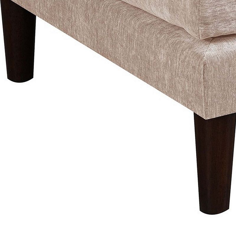 Rio 32 Inch Modular Ottoman， Box Cushion Seat， Wood Legs， Beige Fabric