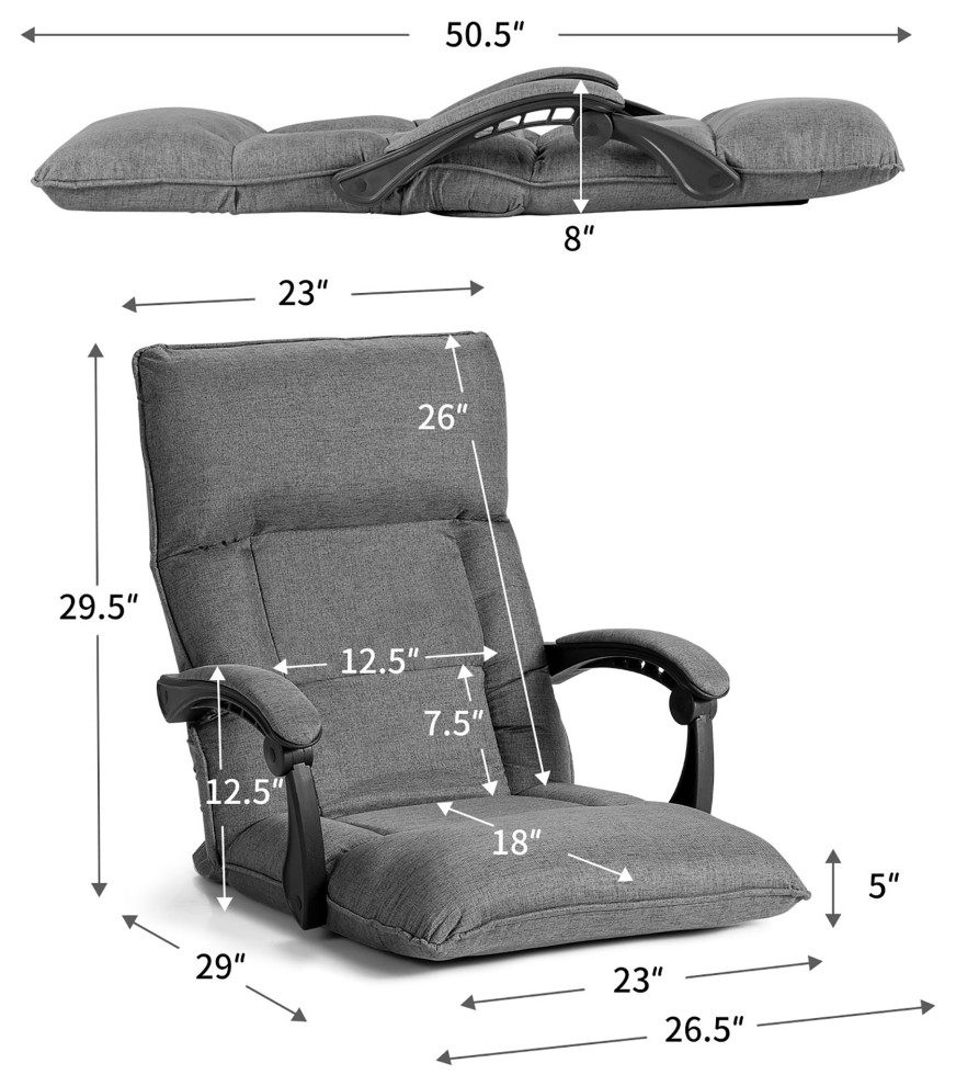 Costway 14 Position Floor Chair Lazy Sofa w/Adjustable Back Headrest Waist   Contemporary   Armchairs And Accent Chairs   by Costway INC.  Houzz