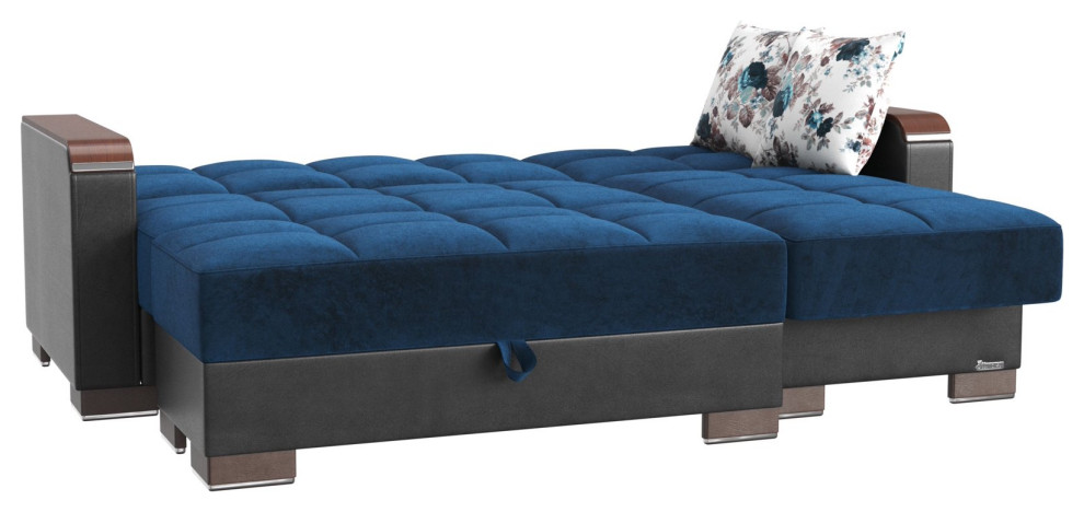 L Shape Sleeper Sofa  Square Tufted Seat   Contemporary   Sleeper Sofas   by Decorn  Houzz