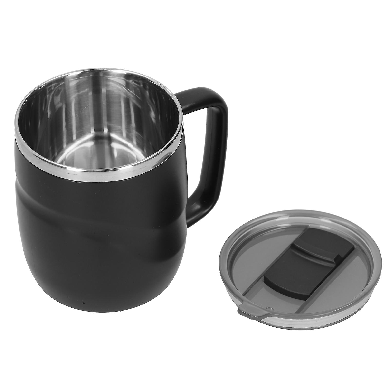 14oz Mug Coffee Cup Stainless Steel Creativity Household Water Cup with Cover Black