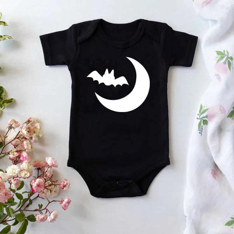 2020 Funny Halloween Newborn Baby Costume Black Short Sleeve Cotton Bodysuit Boys Baby Girl Clothing