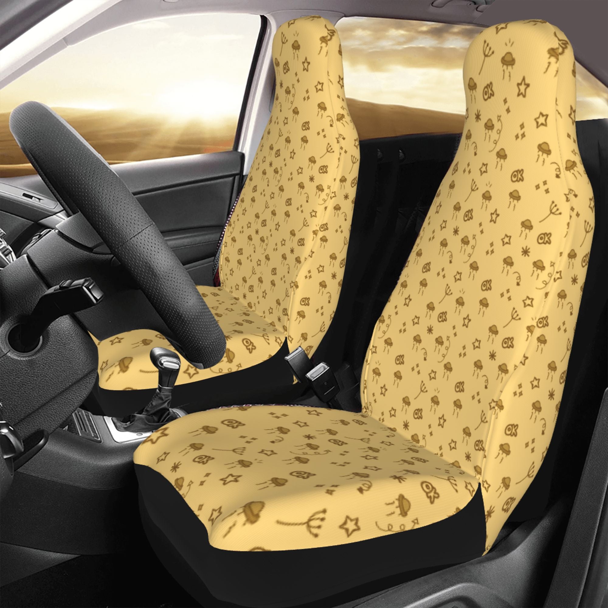 ZICANCN Car Seat Cover Starship Doodle Print Car Front Seat Covers Protectors ， Automotive Seat Covers for Cars Trucks Suv