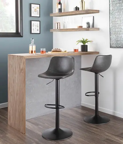 Industrial Gray Metal Adjustable Height Swivel Bar Stool (Set of 2) - Duke