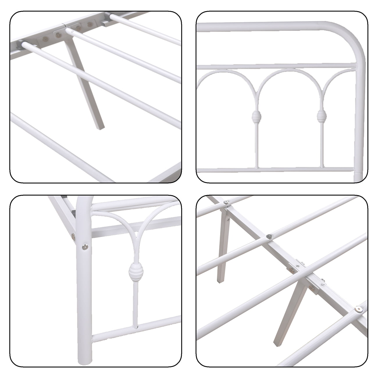 alazyhome Twin Platform Metal Bed Frame, Easy Assembly, White