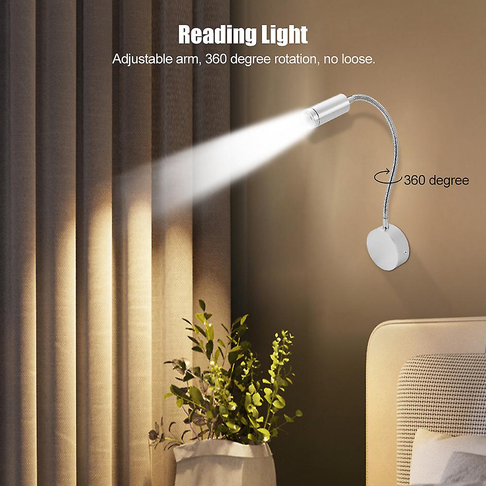 1w Flexible Led Wall Lamp Adjustable Wall Mounted Night Light Reading Light For Bedroom 85v-265v