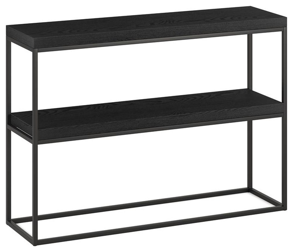 Maklaine Industrial 42 quotSteel Console Table in Black   Industrial   Console Tables   by Homesquare  Houzz