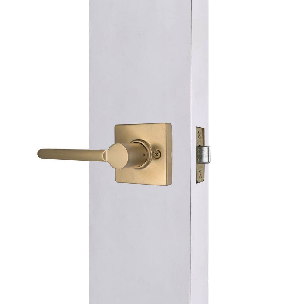 Defiant Tonebridge Satin Brass HallCloset Door Lever with Square Rose 32LS3XM03A