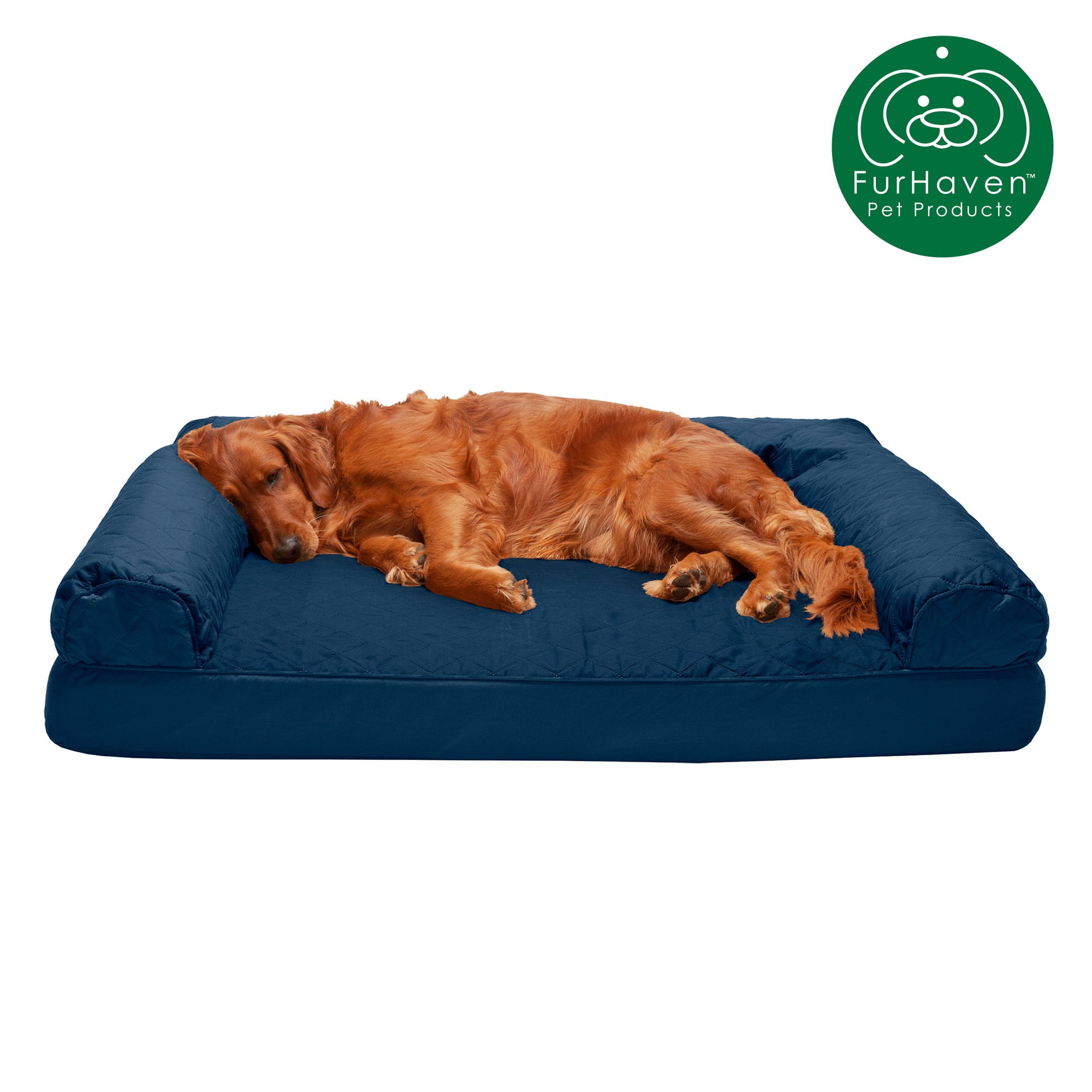 FurHaven | Orthopedic Quilted Sofa Pet Bed for Dogs & Cats, Navy, Jumbo