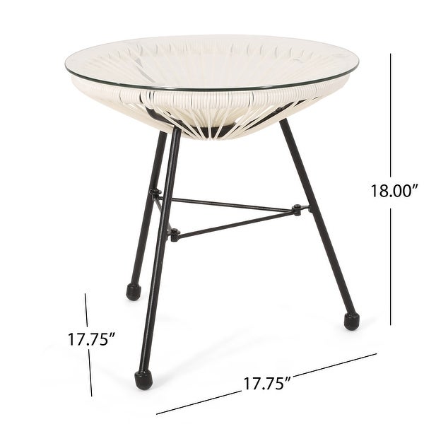 Modern Unique Design Rattan End Table with Metal Frame