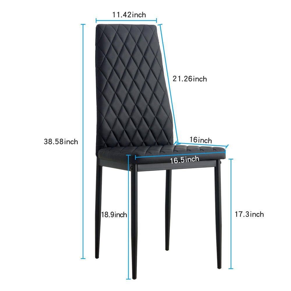 Angel Sar Black PU Leather Upholstered Dining Chairs Set of 6 for Living Room Modern Dining Room Chairs AD000225