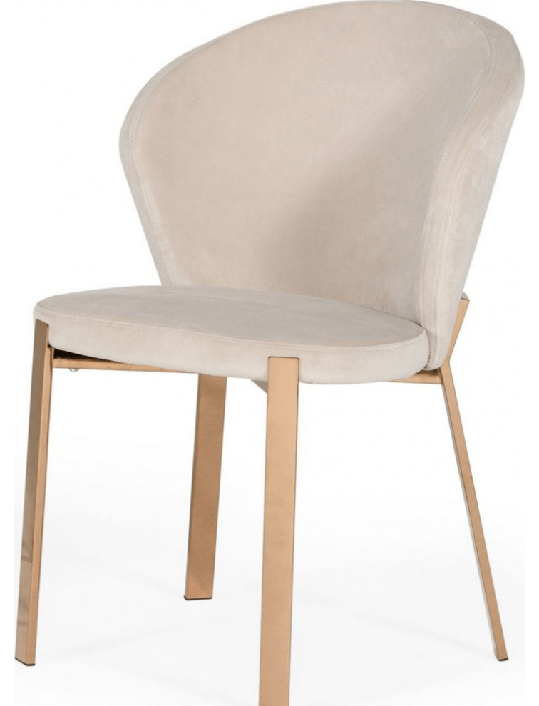 Beige Velvet Rosegold Dining Chair   Contemporary   Dining Chairs   by HomeRoots  Houzz