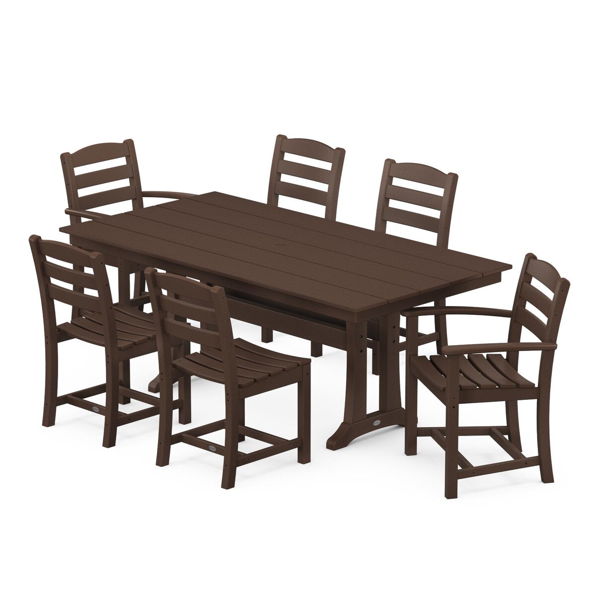 POLYWOOD La Casa Cafe 7 Piece Farmhouse Trestle Dining Set