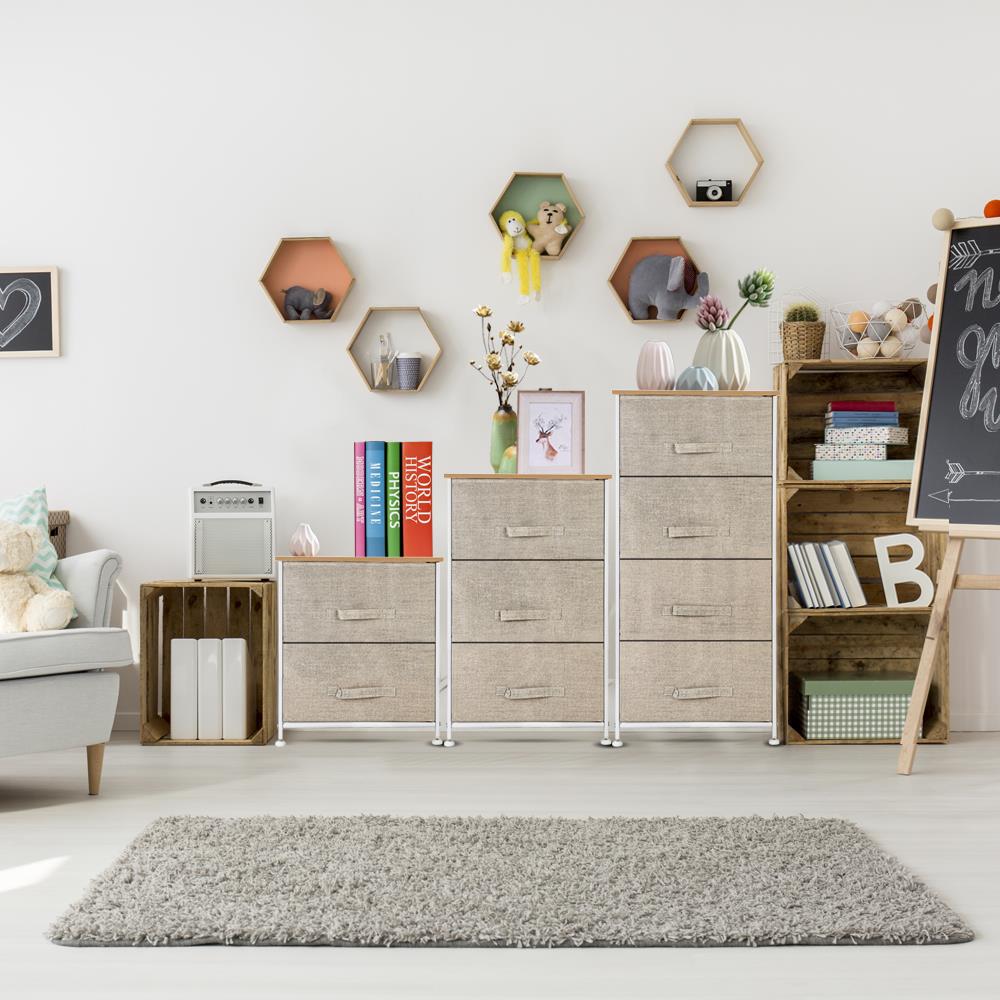 Zimtown 4 Drawers Dresser,  Nightstand Storage Organizer Closet Tower Chest for Living Room  Entryway, Beige