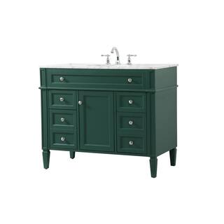 Simply Living 42 in. W x 21.5 in. D x 35 in. H Bath Vanity in Green with Carrara White Marble Top SL37626GN