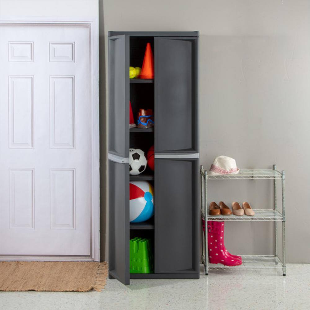 Sterilite Adjustable 4-Shelf Gray Storage Cabinet with Doors 01423V01-WMT