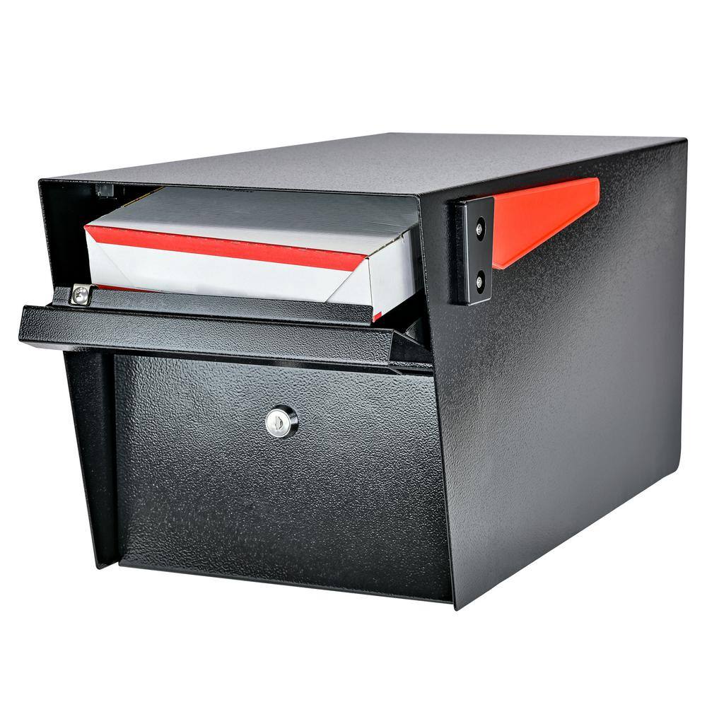 Mail Boss Mail Manager Locking Post-Mount Mailbox with High Security Reinforced Patented Locking System Black 7506BB