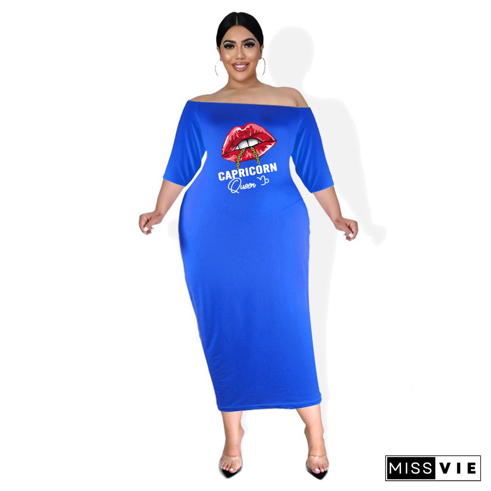 Plus Size Off The Shoulder Half Sleeve Pencil Dress