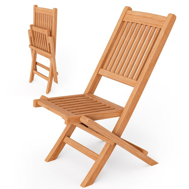 Tangkula Teak Wood Outdoor Chair Folding Portable Patio Chair W Slatted Seat amp Back