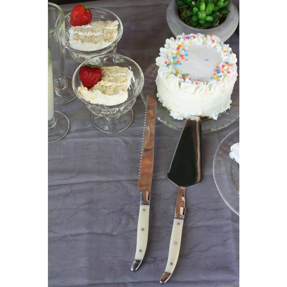 French Home 2-Piece Faux Ivory Laguiole Conoisseur Cake Slicer and Server Set LG061