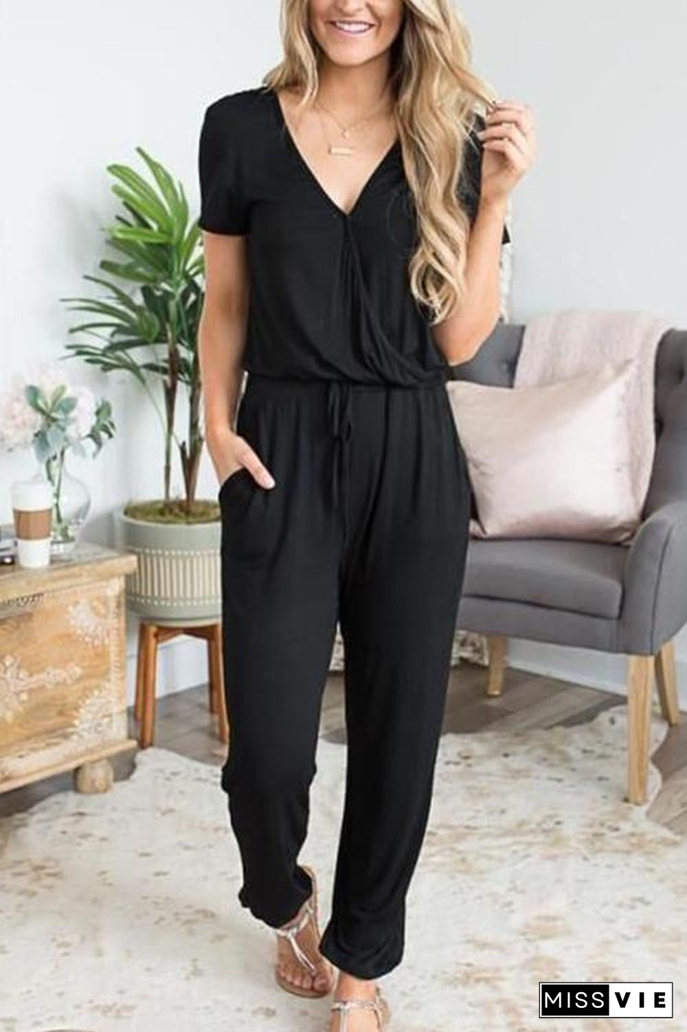 New Deep V Cross Jumpsuit