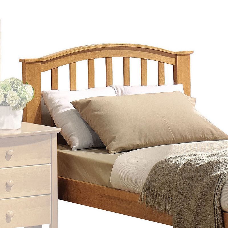 Mission Style Wooden Twin Bed with Arched Slatted Headboard and Footboard， Maple Brown