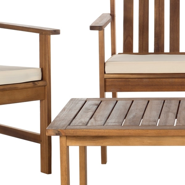 SAFAVIEH Outdoor Living Burbank Brown Acacia Wood 4piece Furniture Set