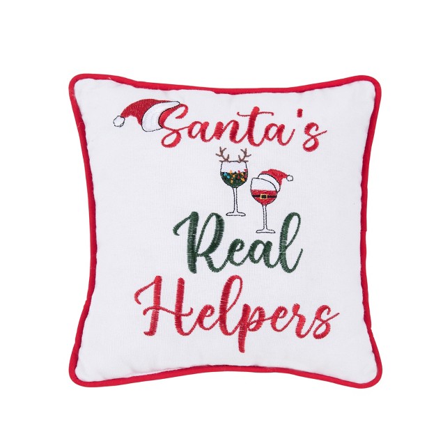 X 10 quot quot santa x27 s Real Helpers quot Christmas Sentiment Embroidered Petite Accent Pillow