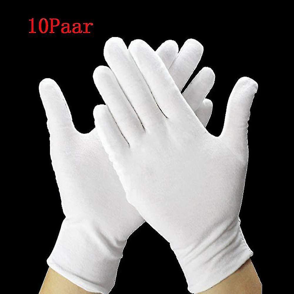 10 Pairs Of White Cotton Gloves，comfortable And Breathable