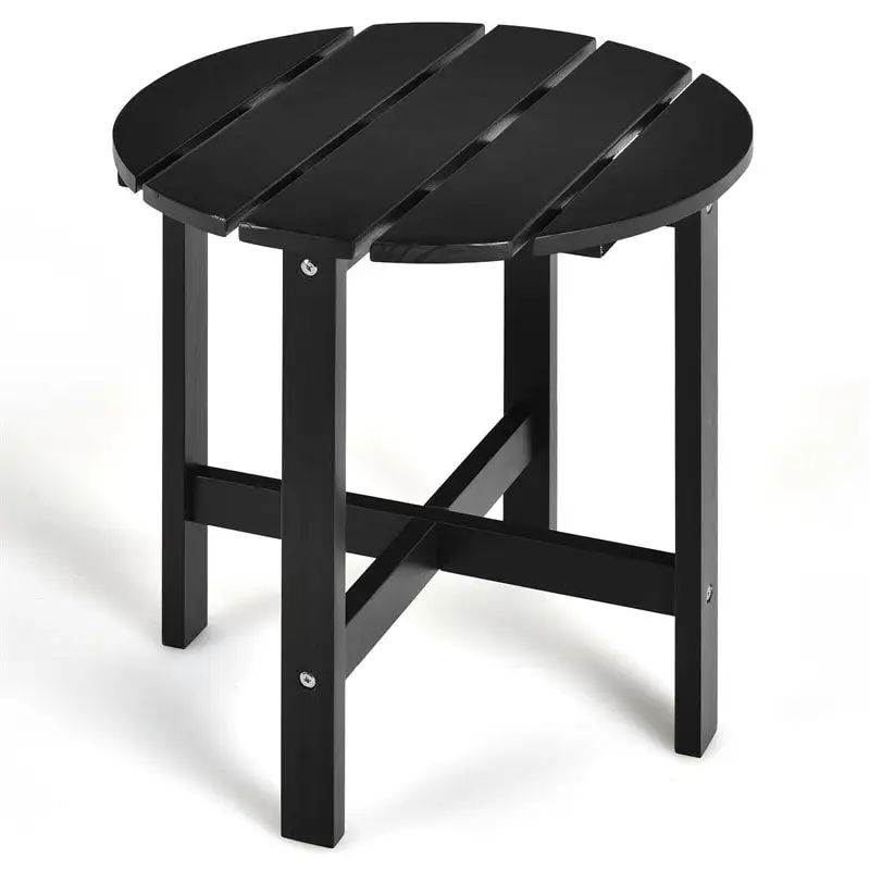 18’’ Outdoor Round Bistro Side Table Wood Slat End Table for Garden