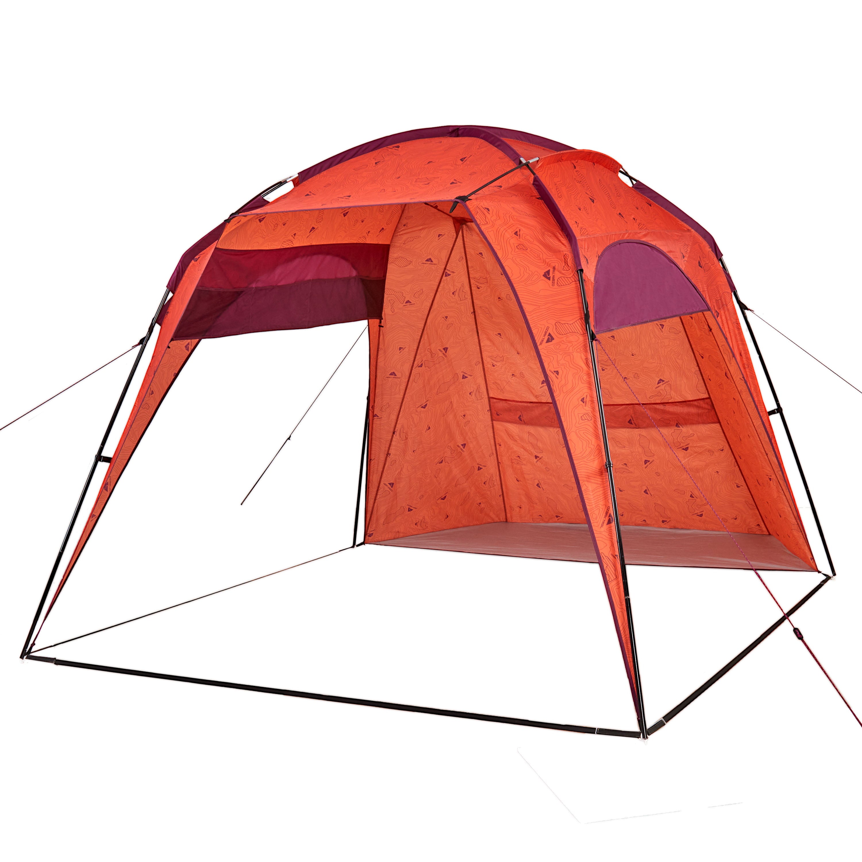 Ozark Trail Orange Sun Shelter Beach Tent， 11.25' x 8.25' with Gear Storage and UV Protection