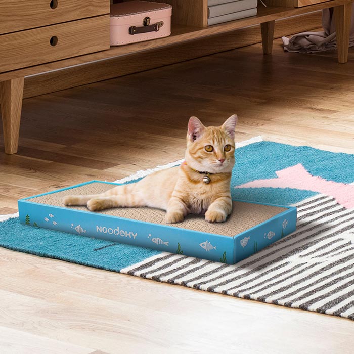 Noodoky 3Pcs Cat Scratching Pads, Double-Sided Corrugated Horizontal Cat Scratcher Cardboard, Scratch Board Pad