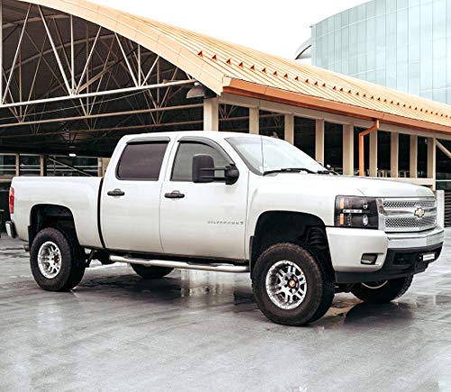 CLIM ART Incredibly Durable Rain Guards Chevrolet (Chevy) Silverado/GMC Sierra 1500 2007-2013 Crew Cab， Tape-on Window Deflectors， Vent Deflector， Vent Window Visors， Truck Accessories， 4pcs- 407003