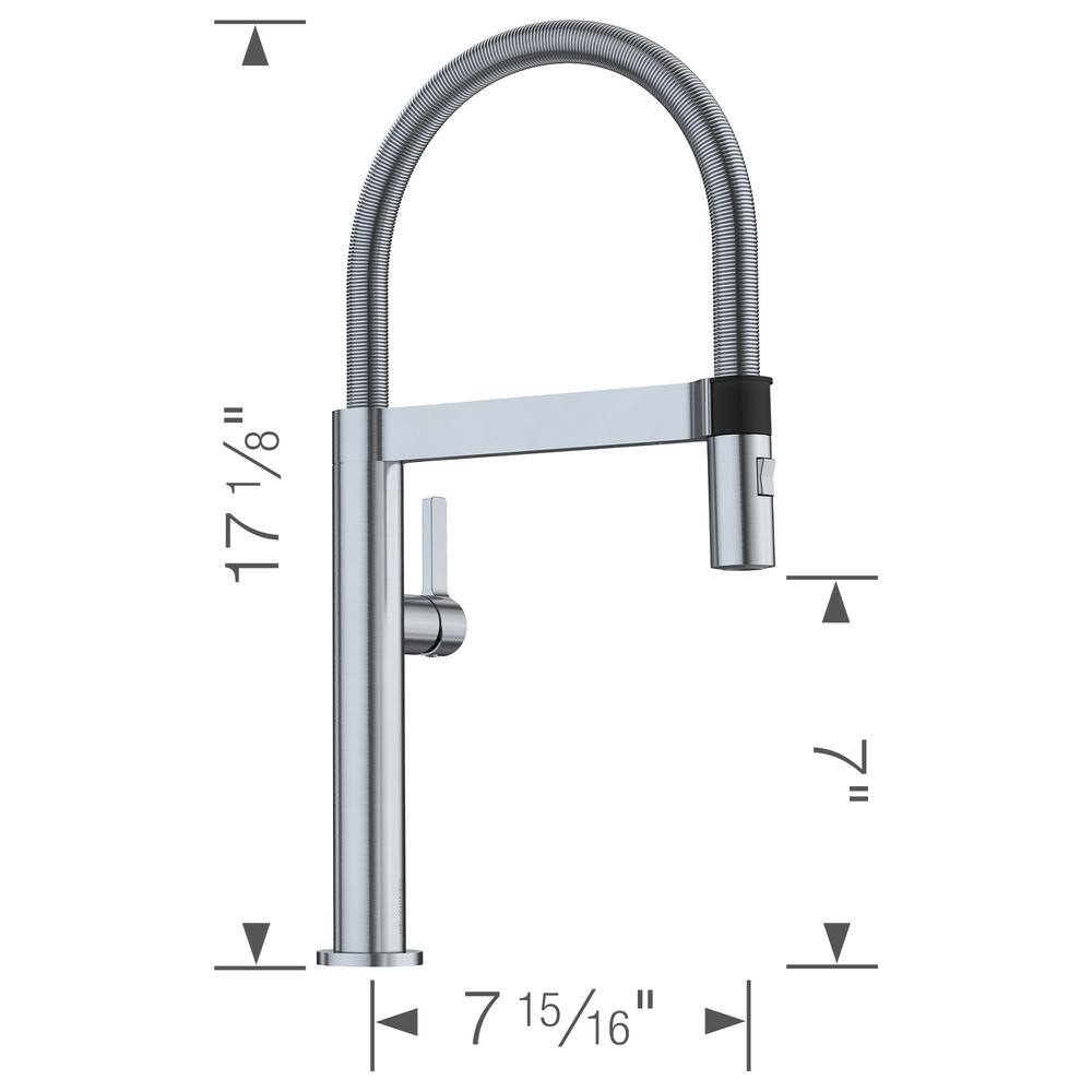 Blanco Culina Mini Semi-Pro Single-Handle Pull-Down Sprayer Kitchen Faucet in Classic Steel 441625