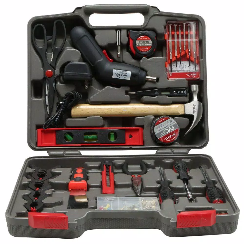 Apollo Home Tool Kit with 4.8-Volt Cordless Screwdriver (144-Piece) and#8211; XDC Depot