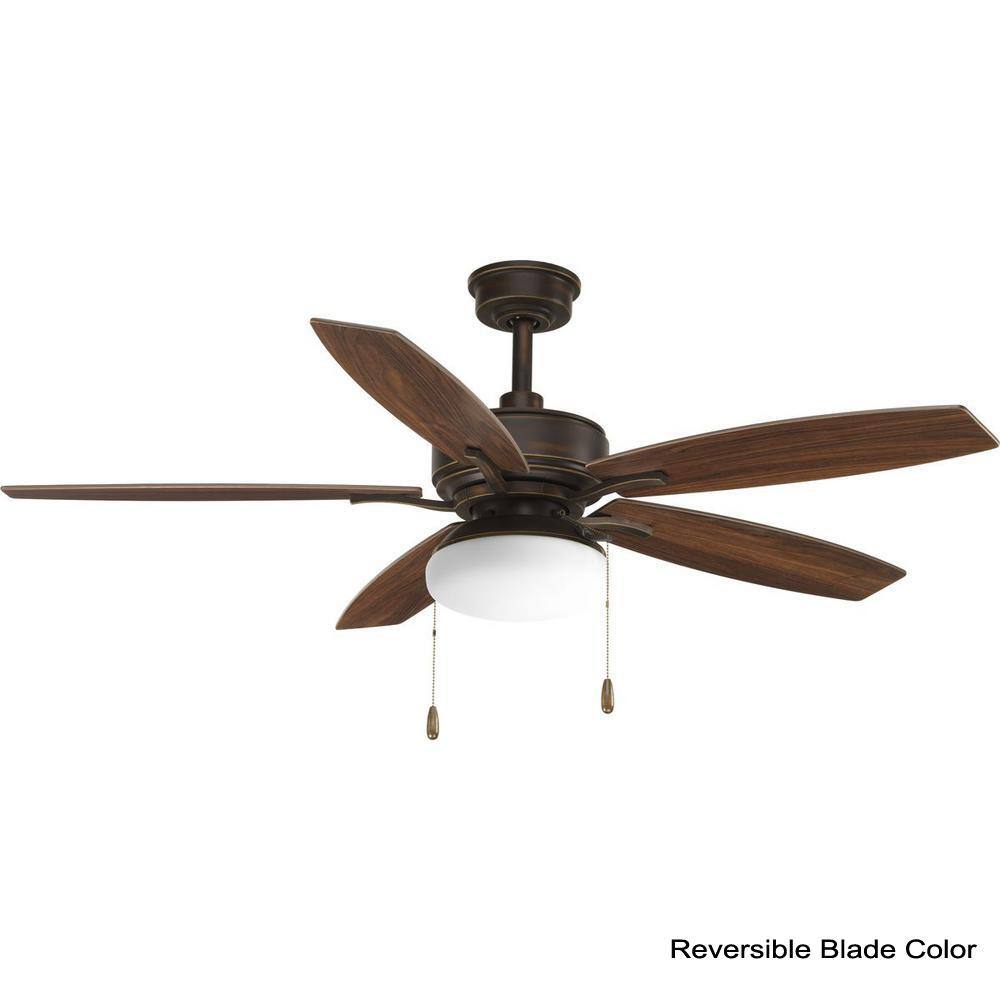 Progress Lighting Billows Collection 52 in. LED Indoor Antique Bronze Rustic Ceiling Fan with Light Kit P2552-20