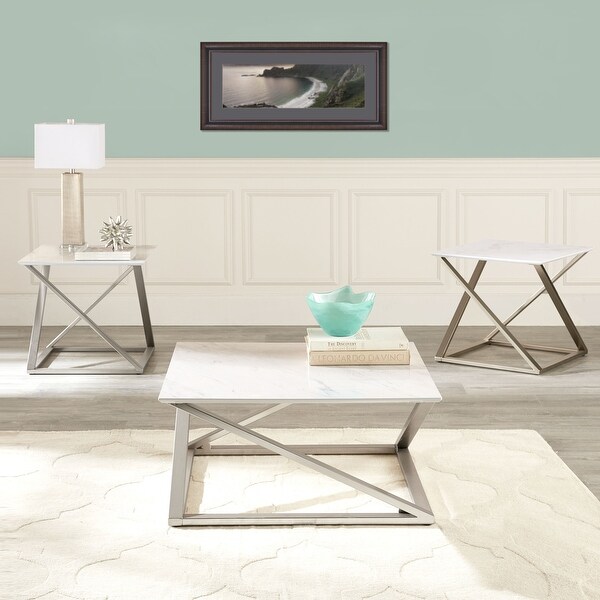 Silver Orchid Zilina Faux Marble Top Coffee Table