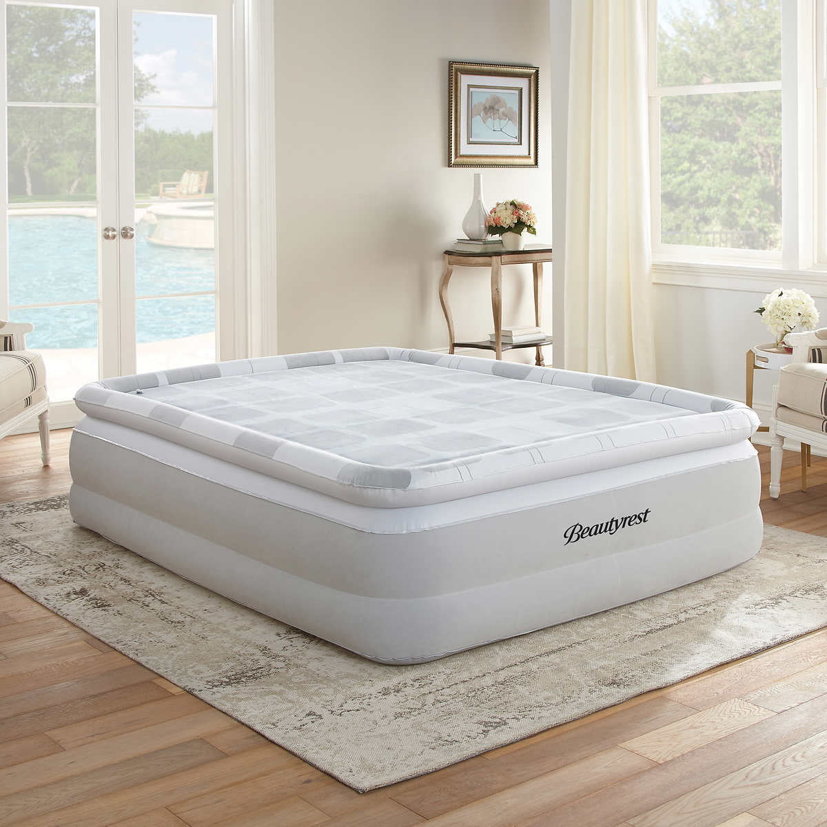 Beautyrest Memory Elite 20” Raised Memory Foam Pillowtop Queen Air Bed with Built-in Pump