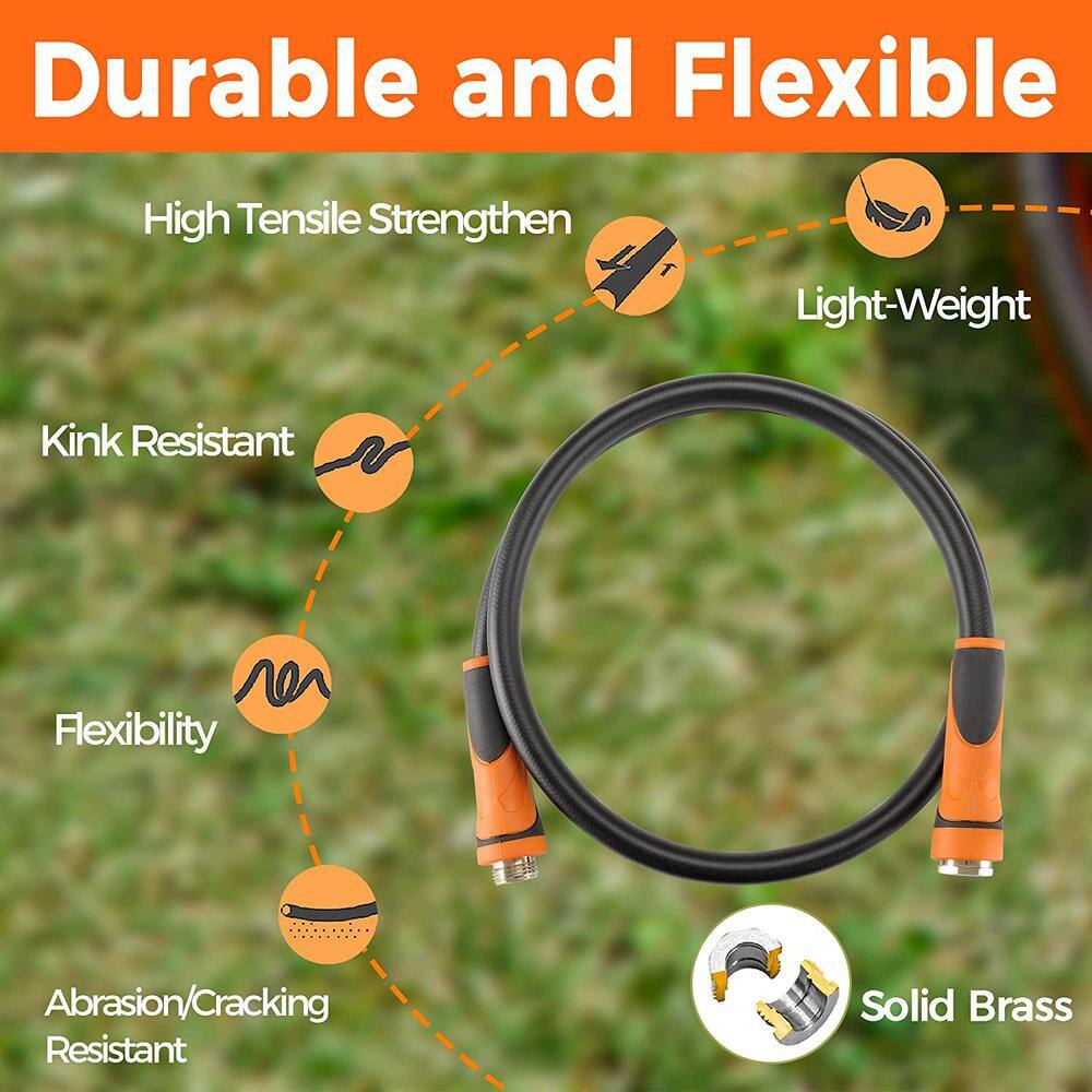 Cubilan 58 in. x 5 ft. Short Water Hose Heavy-Duty Flexible Light-Weight Hybrid Hose w Swivel Grip Male to Female Fittings B07D3STBN5