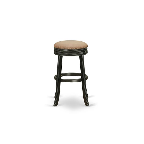 East West Furniture Devers Swivel Backless Barstool of 30'' Seat Height with Pu Leather Roast (Color Options Available)