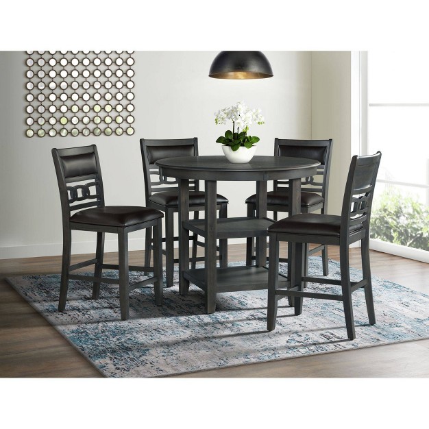 5pc Taylor Counter Height Dining Set Table And 4 Faux Leather Side Chairs Gray Picket House Furnishings