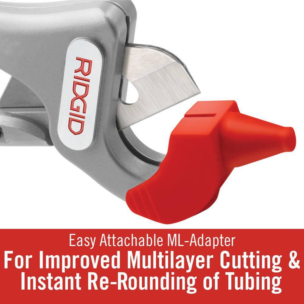 RIDGID 18 in. to 1-38 in. PC-1375ML Heavy-Duty Single Stroke PVC Plastic CPVC PEX PP Tubing Cutter w Multi-Layer Adapter 23493