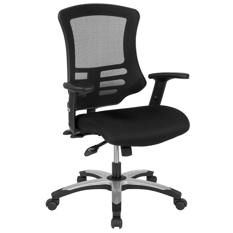 Emma and Oliver High Back Black Mesh Multifunction Ergonomic Office Chair with Molded Foam Seat