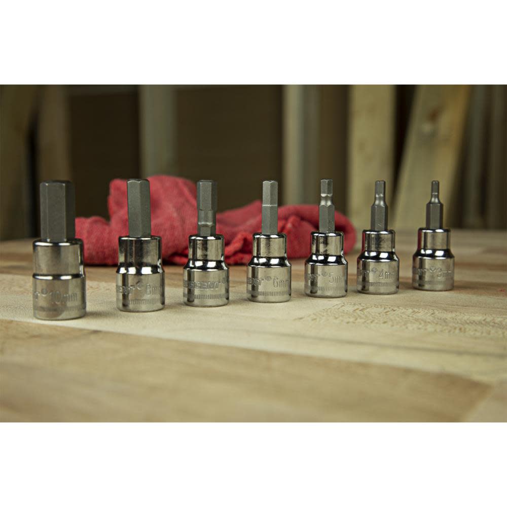 7 pc. 3/8 Drive Hex Bit Metric Socket Set ;